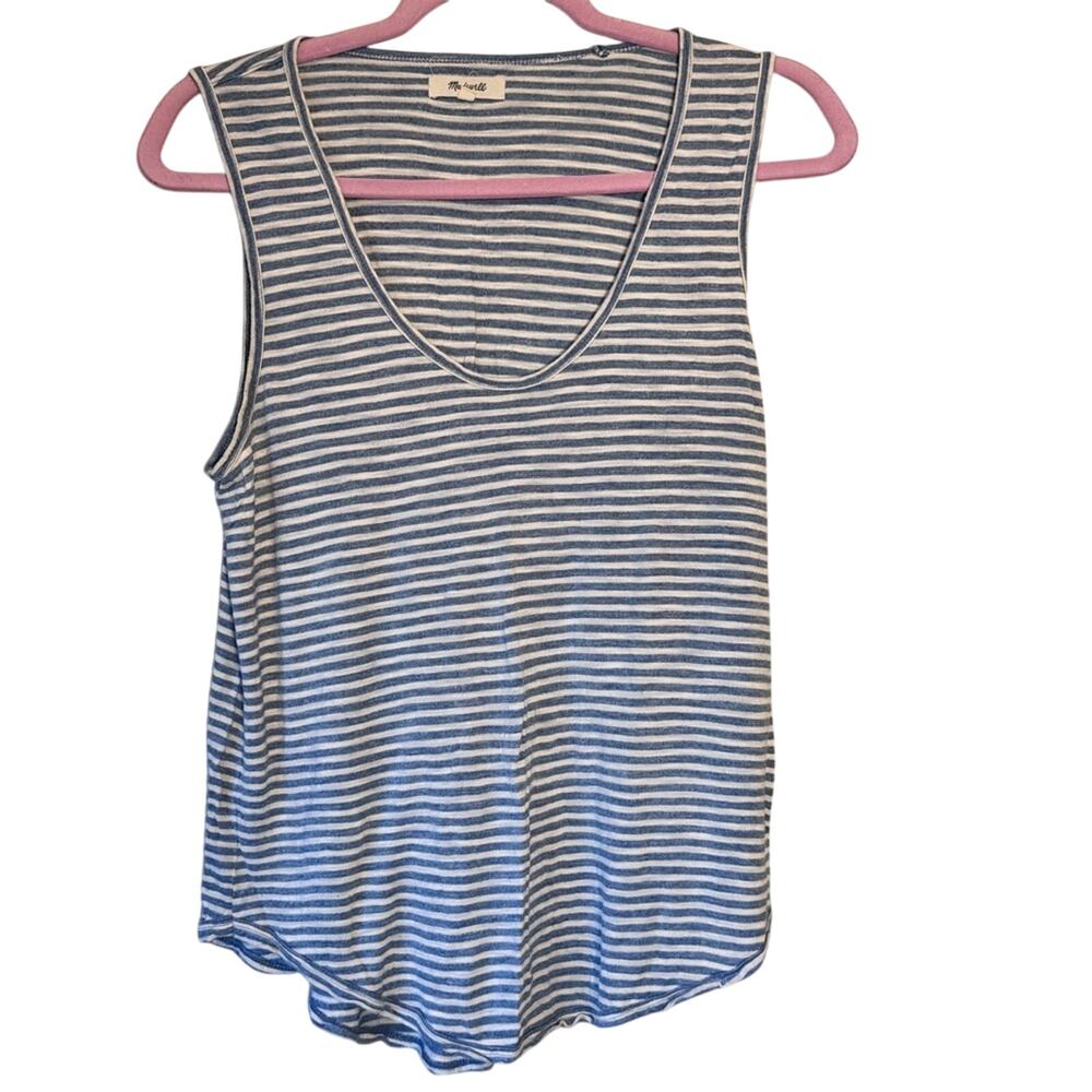 Madewell Blue White Striped Tank Top Womens M Blouse Classic Casual